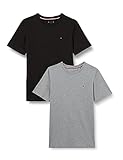 Tommy Hilfiger Jungen 2p Cn Tee Ss Pyjamaoberteil, Mittelgrau/Schwarz, 14-16 J