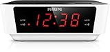 Philips Audio AJ3115/12 Radiowecker mit Digital Tuner (Dual Alarm, UKW, Sleep timer, Großes Display) weiß/schw