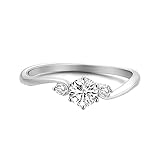 KnBoB Damen 18 Karat (750) Weißgold Ringe Hochzeitsringe Eheringe 6-Steg-Krappenfassung SI H Diamant 0.3ct Eheringe Verlobungsringe Große 47 (15.0)