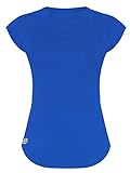 GO HEAVY Damen Fitness Funktions Sport T-Shirt Laufshirt Kurzarm Schnelltrocknend Yoga Sportoberteil | Blau XXL