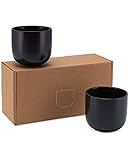 Lambda Coffee® Cappuccino Tassen Set 2 x 380ml schwarz matt aus Porzellan I Kaffeebecher ohne Henk
