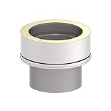H&M New Line Edelstahlschornstein Schornstein Einzelteil doppelwandig Abgaskupplung EW zu DW Ø150mm Innendurchmesser 25mm Isolierung Übergang zu einwandigem R