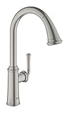 Grohe Gloucester | Küchenarmatur mit herausziehbarer Spülbrause | Gloucester, 360 drehbar, hoher Auslauf in C-Form, Supersteel | 30422DC0