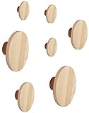 Garderobenhaken rund, Kleiderhaken Wandhaken aus Holz | Set aus 7 Holzhaken | Garderobe Haken runde Platte Wandknöpfe Haken für Wand, Garderobenknöpfe, Wandgarderobe, Innenraum Dekor Diele M