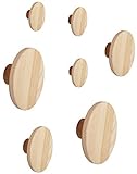 Garderobenhaken rund, Kleiderhaken Wandhaken aus Holz | Set aus 7 Holzhaken | Garderobe Haken runde Platte Wandknöpfe Haken für Wand, Garderobenknöpfe, Wandgarderobe, Innenraum Dekor Diele M