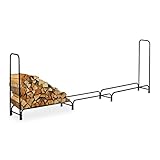 Relaxdays Kaminholzregal, Metall, HBT: 122 x 370 x 38,5 cm, außen, großes Regal für Brennholz, Holzstapelhilfe, schw