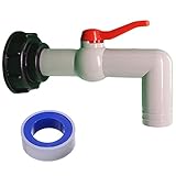 LCOUACEO Auslaufhahn IBC Tank ​Adapter Kugelauslaufhahn Schlauchanschluss Adapter, S60x6 IBC Container Zubehör für IBC-Regenwassertank (DN25) , 32 mm Durchmesser, 90 Grad Entladung