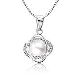 PEARLOVE Glück vierblättriges Kleeblatt  Halskette Perle Anhänger Halskette Frauen Geschenk Kette mit Schmuck