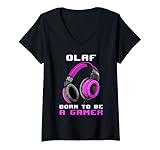 Damen Olaf - Born To Be A Gamer - Personalisiert T-Shirt mit V