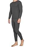 best basics Herren Winter Thermo Unterwäsche Set Lange warme Funktionsunterwäsche Skiunterwäsche (Grau, L)