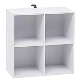 WOLTU Bücherregal SK002ws2 Bücherschrank Standregal Würfelregal Aufbewahrungregal Raumteiler Büroregal Aktenschrank, MDF, 4 Fächer, 60x30x60