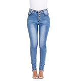 Huntrly Damenjeans Trendige Zweireiher Stretch Slim Fit Jeans Elegantes Temperament Lässige All-Match-Jeans XXL