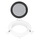 Akozon Boot Kreis Rundes Bullauge Fenster, Universal 8in Runden Gehärtetes Glas Mit ABS-Kunststoff-Verkleidungsöffnungsloch Für RV Boat Yacht Weiß