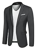 COOFANDY Herren Casual Sport Mäntel Slim Fit Blazer Jacke Leichte EIN-Knopf-Anzugjacke, 1- Grau, M Große Größ