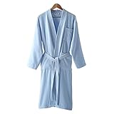 OKMIJN Luxus Baumwolle Unisex Frottee Nachtwäsche Weicher Schalkragen Bademantel Morgenmantel mit Taschen & Gürtel für Fitnessstudio Dusche Spa Hotel Robe Urlaubsparty,Blau,M (Blau XL)