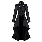 LRWEY Halloween Kleid für Frauen Mittelalter Cosplay Kostüme Gothic Retro Langarm Korsett Kleid Halloween Vintage Kleid, Schwarz (B), S