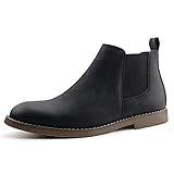 JABASIC Herren Chelsea Boots Slip on Ankle Boots Casual Chukka Dress Boots, schwarz, 42 EU