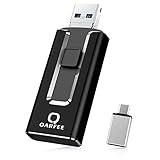 【Ohne App】 Qarfee USB-Stick für Smartphone, 2 Generation von 128 GB Speicherstick Flash Drive ohne APP 4 in 1 USB 3.0 Pendrive für Android/iOS 13+/PC/OTG Smartphone (128 GB, Schwarz)