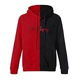 WHZDQ Hoodie Sweatjacke Mode Pullover Top Smiley Hit Farbmuster Langarm Sport Casual Kapuzenpullover,Red,XXL