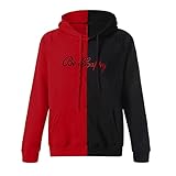 WHZDQ Hoodie Sweatjacke Mode Pullover Top Smiley Hit Farbmuster Langarm Sport Casual Kapuzenpullover,Red,XXL