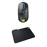 Roccat Kain 200 AIMO RGB Gaming Maus (16.000 DPI Owl-Eye Sensor, Kabellos, Titan Click Technologie) schwarz + Sense AIMO Gaming Mauspad - AIMO LED Beleuchtung, Schw