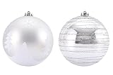 Blivalley Weihnachtskugel-Ornamente, 2 Karat, bruchsicher, Weihnachtsdekoration, groß, hängende Kugeln für Weihnachtsbaum, 15,2 cm, silberfarb