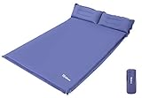 Ubon Double Self Inflating Schlafmatte Aufblasbare Matratze mit Kissen Komfortable Luft Schlafkissen für 2 Personen 1,5 Zoll Schwamm Füllung Ergonomische Kissen Tragbar und leicht Camping Bett Blau 2