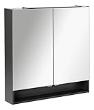 FACKELMANN LED Spiegelschrank Luna/Badschrank mit Soft-Close/Maße (B x H x T): ca. 80 x 80 x 15,5 cm/Schrank mit Spiegel & LED-Beleuchtung fürs Bad / 2 Türen & Ablage/Korpus: Schw