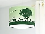 Lampe Waldtiere Kinderzimmer Jäger-Grün aus Bio-Baumwolle - alle Farben möglich (D45cm x H27cm)