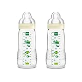 Mam Easy Active 2er Set Flasche mit Sauger Größe 3 (schneller Durchfluss), 4+ Monate, 330 ml, Gelb