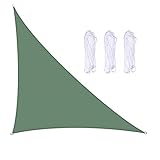 Sonnensegel inkl Befestigungsseile Sonnensegel DreieckigWasserdicht (35 Größen & 21 Farben) Polyester Wetterbeständig Atmungsaktiv UV-Schutz Reißfestigkeit, dunkelgrün 5X5X7.1M