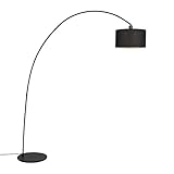 QAZQA - Moderne Bogenlampe schwarz - Vinossa | Wohnzimmer - Stahl Länglich - LED geeignet E27