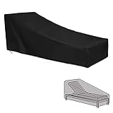Amasawa Abdeckung für Gartenliege Atmungsaktives Wasserdichtes Sonnenliege Schutzhülle 420D Oxford-Gewebe für Liegestuhl Sonnenliege Deckchair (Schwarz)