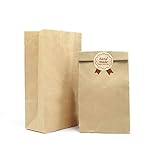Kslong 50 Stück Papiertüten Braun,13x8x24CM Papiertüten Klein,Kraftpapiertüten Geschenktüten,DIY Beutel papiertüten Mini für Weihnachten Hochzeit Geburtstagsparty Kindergeburtstag zum befü
