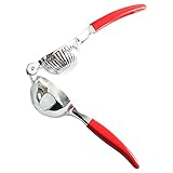 NZXVSE Manuelle Zitronenpresse aus Edelstahl, Saftpresse Zitronenclip mit roten Silikongriffen Professionelle Handentsafter Küchenwerkzeug