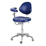 Assistent Hocker 360 ° Drehung Armlehne Zahnhocker, PU-Leder Rückenlehne, Höhenverstellbar Für Stehpult, Salon, Medizin, Büro,B