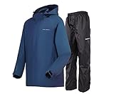 Acme Projects Regenanzug (Jacke + Hose), 100% wasserdicht, atmungsaktiv, Klebebandnaht, 10000 mm / 3000 g, YKK-Reißverschluss (XX-Large, Navy)