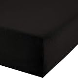 REDBEST Boxspring-Spannbettlaken Denver Elasthan-Jersey-Stretch schwarz Größe 90x190 cm - 100x200