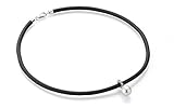 YoungDiamondFashion YDF Original Pretty-Pearl Echtleder-Halsband schwarz mit echtem Diamant 0,01 Karat 925 Sterlingsilber und echter Süßwasser-Perle Kugelring Länge 38 cm Maßanfertigung