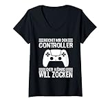 Damen Zocken Reichet mir den Controller König PS5 Konsole Gamer T-Shirt mit V