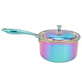 Milchtopf Edelstahl-Material Milchpfanne Einhand-Design Schnelle Wärmeleitung Geeignet für Viele Arten von Küchen 3-lagiger Boden Komplementärer Lebensmitteltopf(Symphonie)