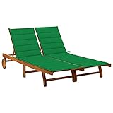 Festnjght 2-Personen-Sonnenliege mit Königsblau Auflagen Doppelliege Relaxliege Lounge Liegestuhl Gartenliege Sonnenliegen Holz Terrassenliege Holz Akazie M
