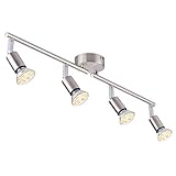 Deckenleuchte LED Deckenstrahler, Tomshine Spotleuchte 4 Flammig dreh- schwenkbar 4 x 4W GU 10 Deckenlampe Warmweiß Spotbalken (mit Lichtquelle) (Silber)