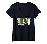 Damen Bogenschießen Pakistan Flagge Pfeil Bogen Herren T-Shirt mit V