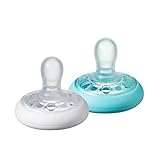 Tommee Tippee Natürlich geformter Beruhigungssauger, hautähnliche Textur, symmetrische kiefergerechte Form, 6-18m, 2 stück, mehrfarbig