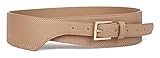 WYDMBH Damen Gürtel Kleidergurte for Frauen Pu. Leder-Quadrat-Pin-Schnalle-Gürtel-Korsettgürtel weibliche breite Taillenbänder (Color : Khaki, Size : 41 inch)