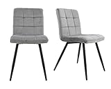 HNNHOME® Set mit 2 x Cubana Polsterstühlen mit starken schwarzen Stahlbeinen, weicher Samt, für Küche, Esszimmer, Lounge, Wohnzimmer, Empfang, Pub, Kneipe oder Restaurant (grau, Samt)