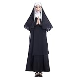 Erwachsener Priester Nonne Kostüm Halloween für gesegnete Jungfrau Maria Kleidung (Color : Black, Größe : S)