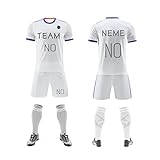 Personalisierte Fußballuniform, anpassbar, mit Name, Nummer, Teamname, Logo, geeignet für Herren-, Frauen- und Kinder-Fußballanzüge (Größe : 26)