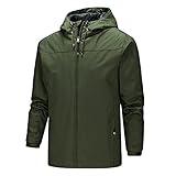 Herren Regenjacke Winterjacke Wasserdicht Softshelljacke mit Kapuze Herbstjacke Regenmantel Windjacke Regen Jacke Wasserdicht Outdoorjacke Übergangs Windbreaker Ideal für Radfahren Laufen Bergsteig